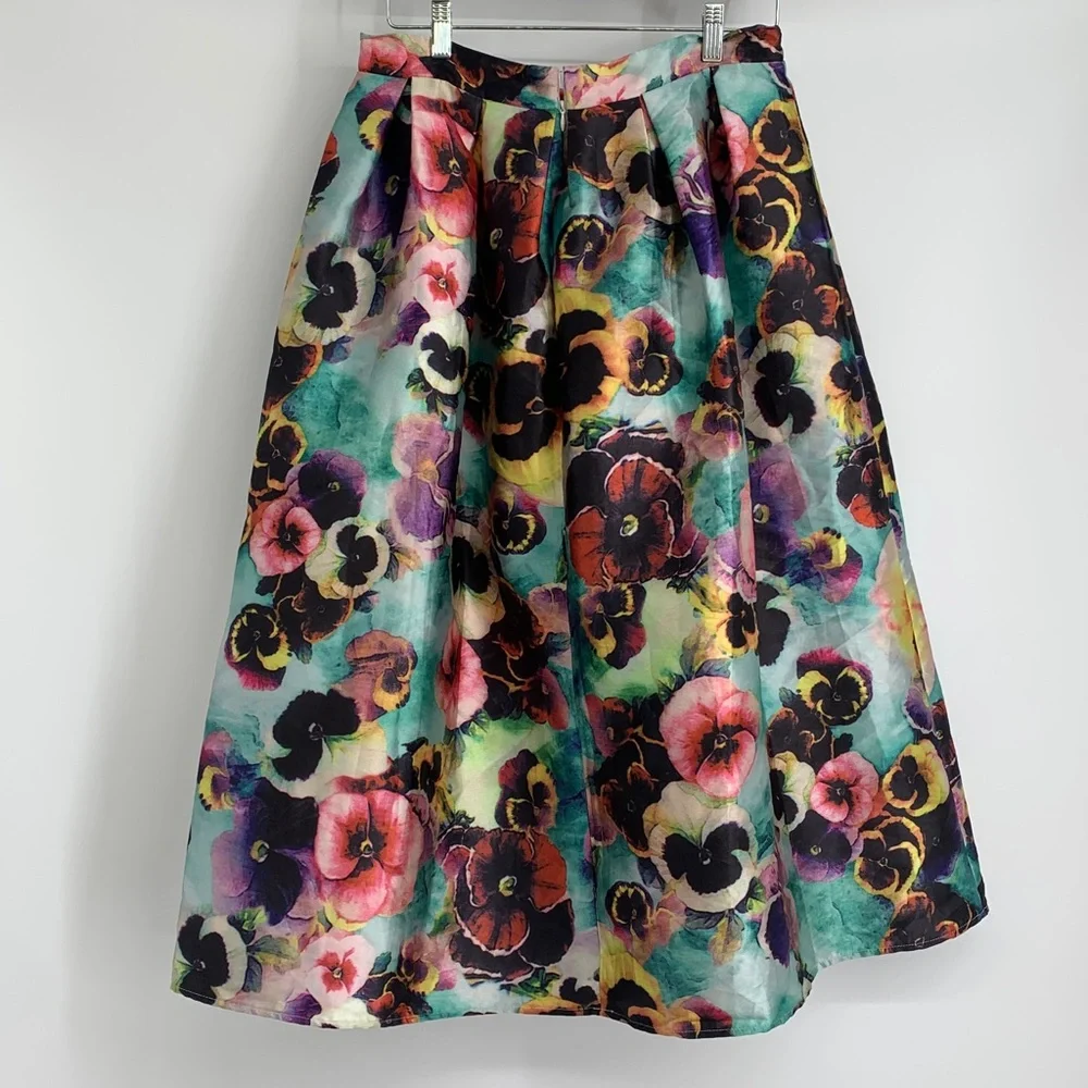 Sz L San Joy Women's spring Floral Print Skirt Hand Washable USED 🌸💐So Pretty!🌼🌺 - Picture 8 of 17